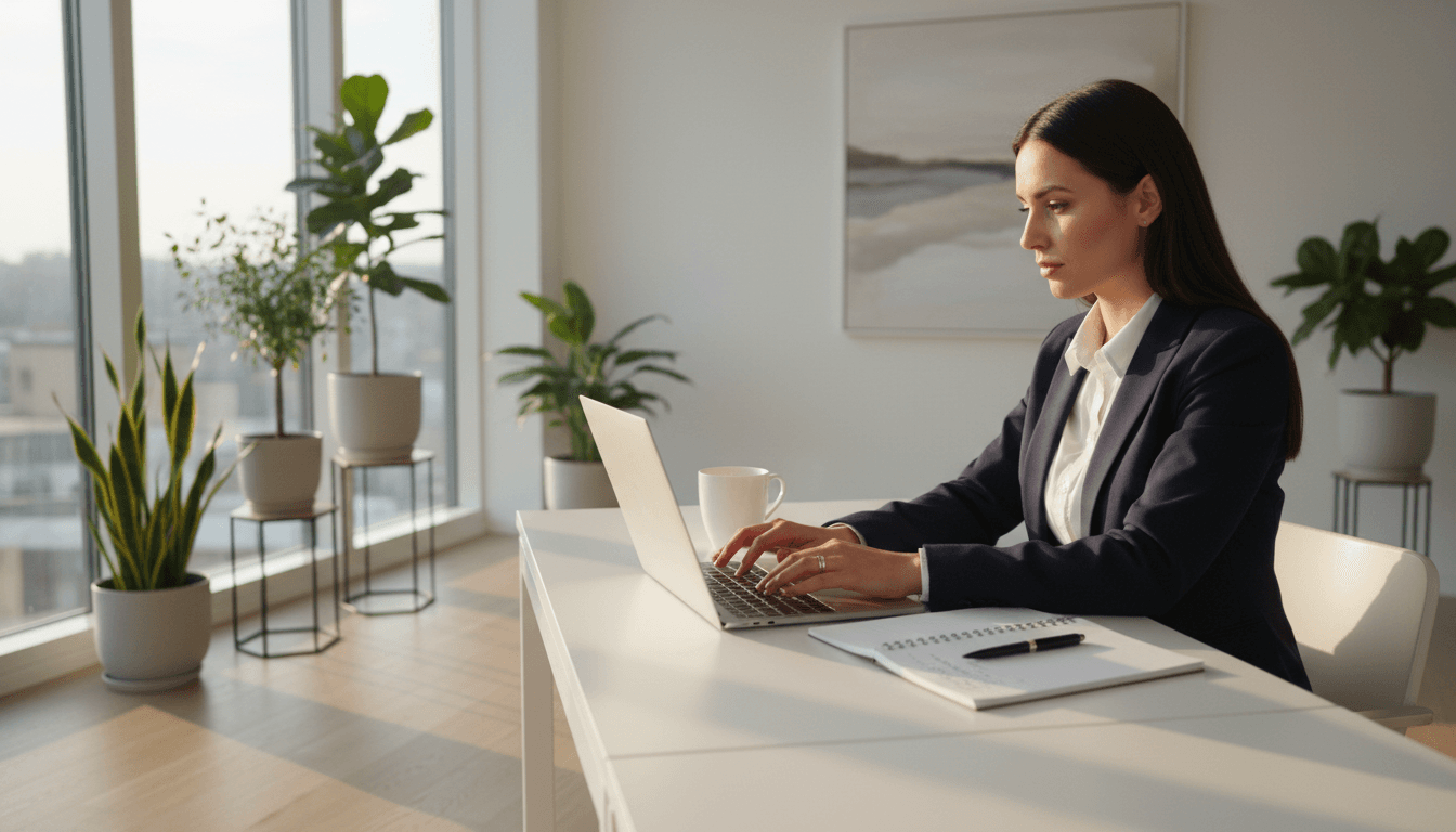 Professional workspace showing property management work in progress